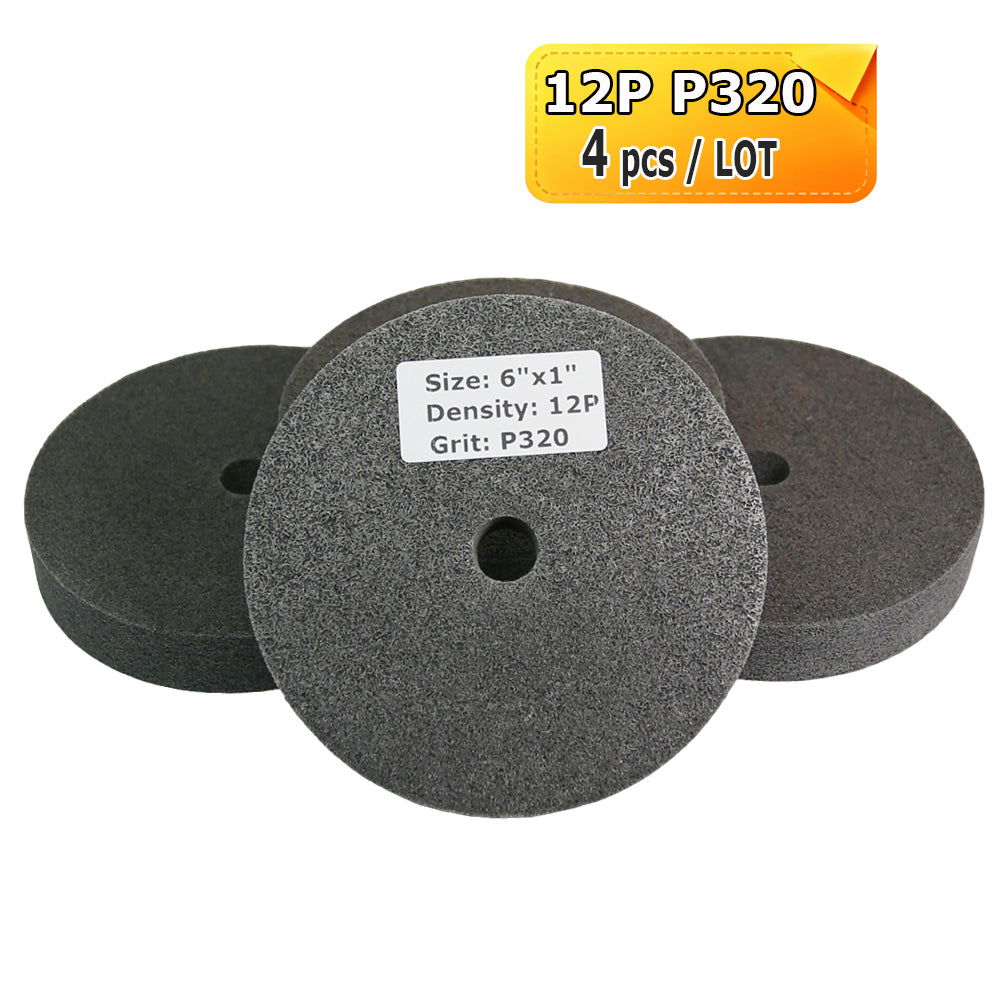 6"x1" Unitized Nylon Fiber Polishing Wheel 3P/5P/7P/9P/12P for Stainless Steel Aluminum Metal Heavy-Duty Deburring Surface Prep