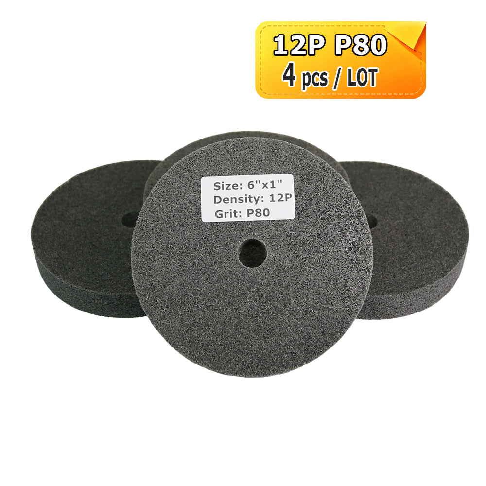 6"x1" Unitized Nylon Fiber Polishing Wheel 3P/5P/7P/9P/12P for Stainless Steel Aluminum Metal Heavy-Duty Deburring Surface Prep