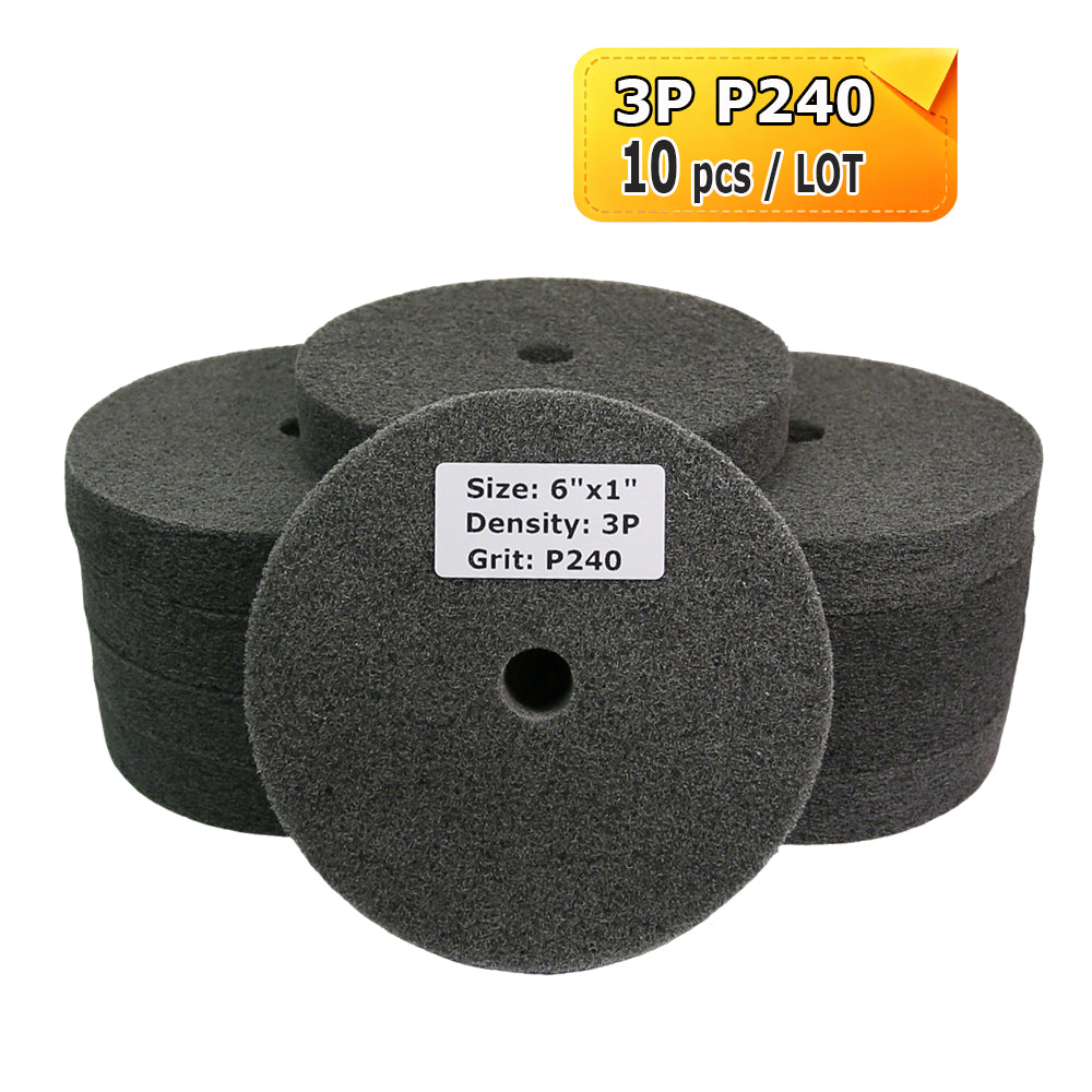 6"x1" Unitized Nylon Fiber Polishing Wheel 3P/5P/7P/9P/12P for Stainless Steel Aluminum Metal Heavy-Duty Deburring Surface Prep