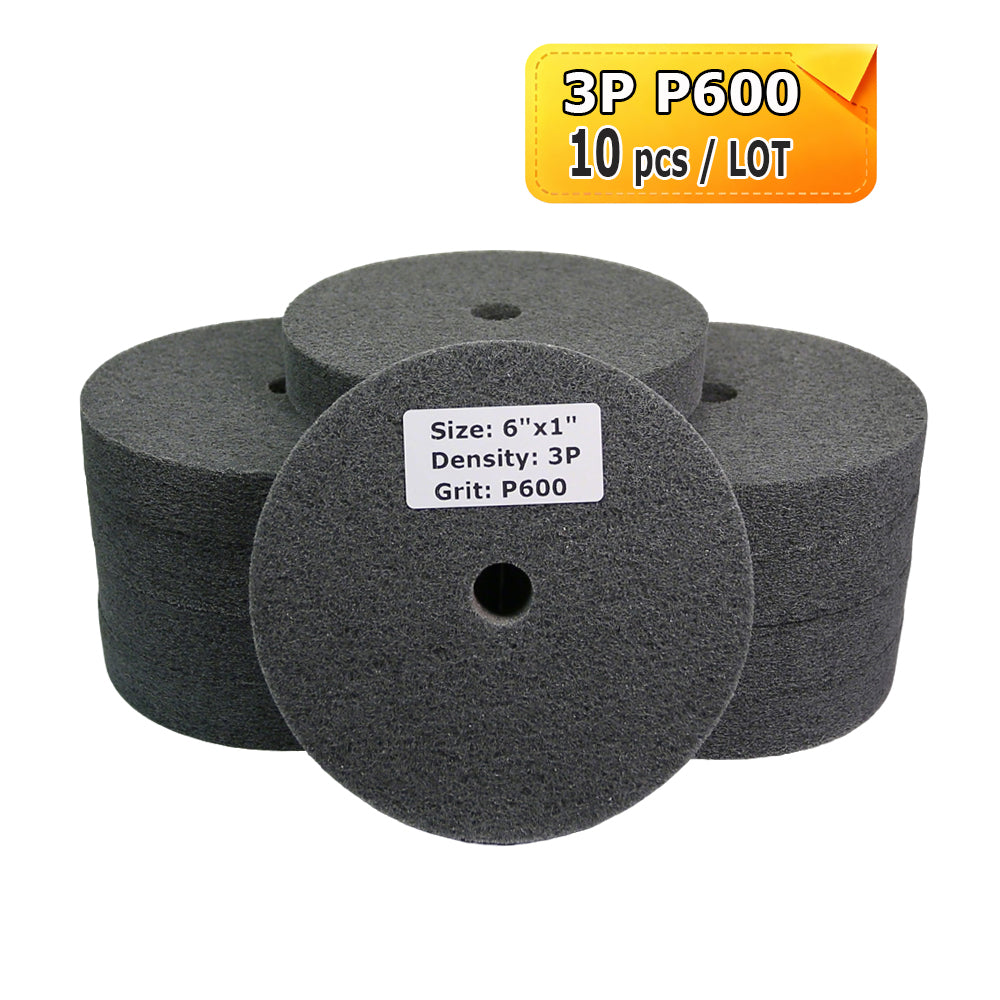 6"x1" Unitized Nylon Fiber Polishing Wheel 3P/5P/7P/9P/12P for Stainless Steel Aluminum Metal Heavy-Duty Deburring Surface Prep