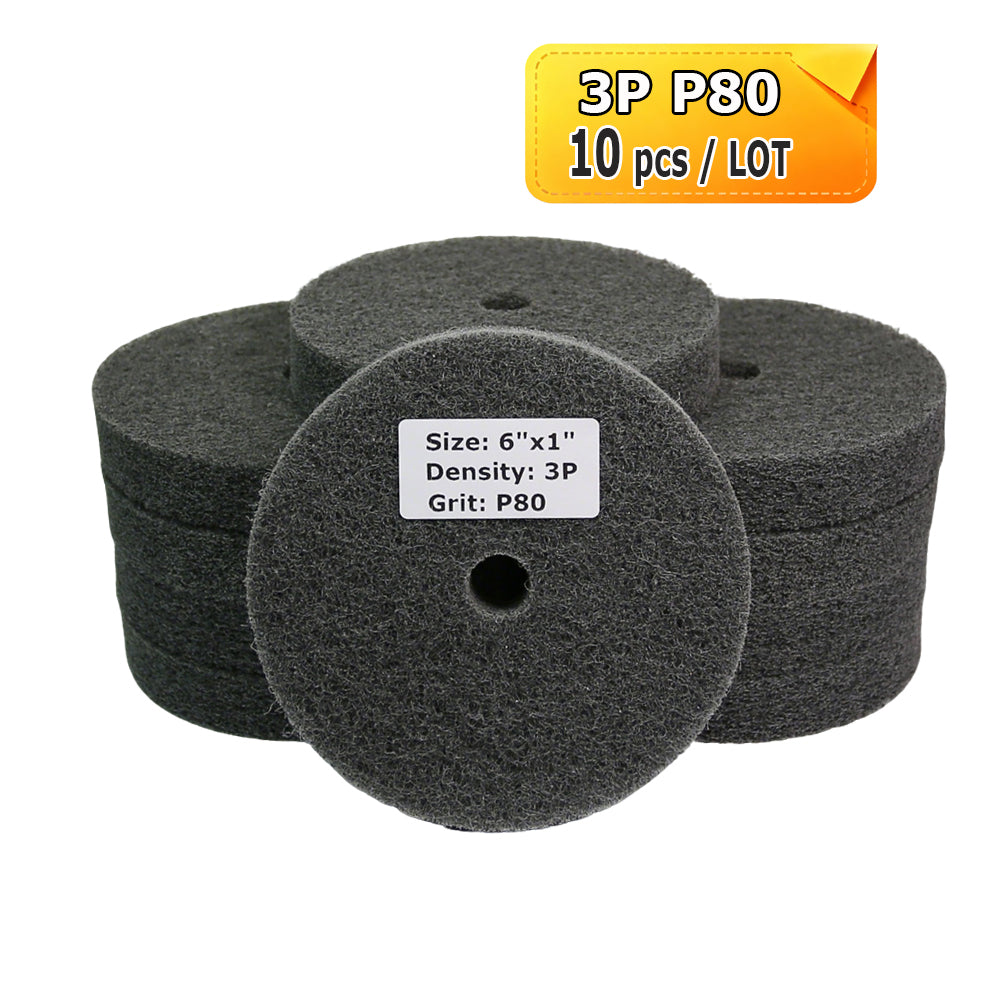 6"x1" Unitized Nylon Fiber Polishing Wheel 3P/5P/7P/9P/12P for Stainless Steel Aluminum Metal Heavy-Duty Deburring Surface Prep