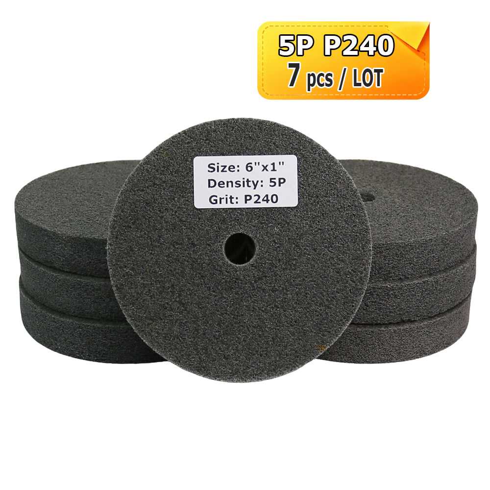 6"x1" Unitized Nylon Fiber Polishing Wheel 3P/5P/7P/9P/12P for Stainless Steel Aluminum Metal Heavy-Duty Deburring Surface Prep