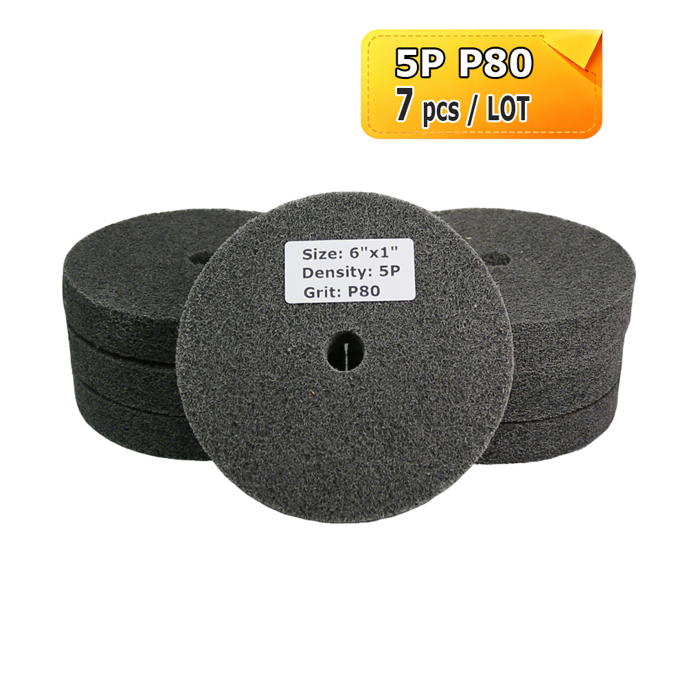 6"x1" Unitized Nylon Fiber Polishing Wheel 3P/5P/7P/9P/12P for Stainless Steel Aluminum Metal Heavy-Duty Deburring Surface Prep