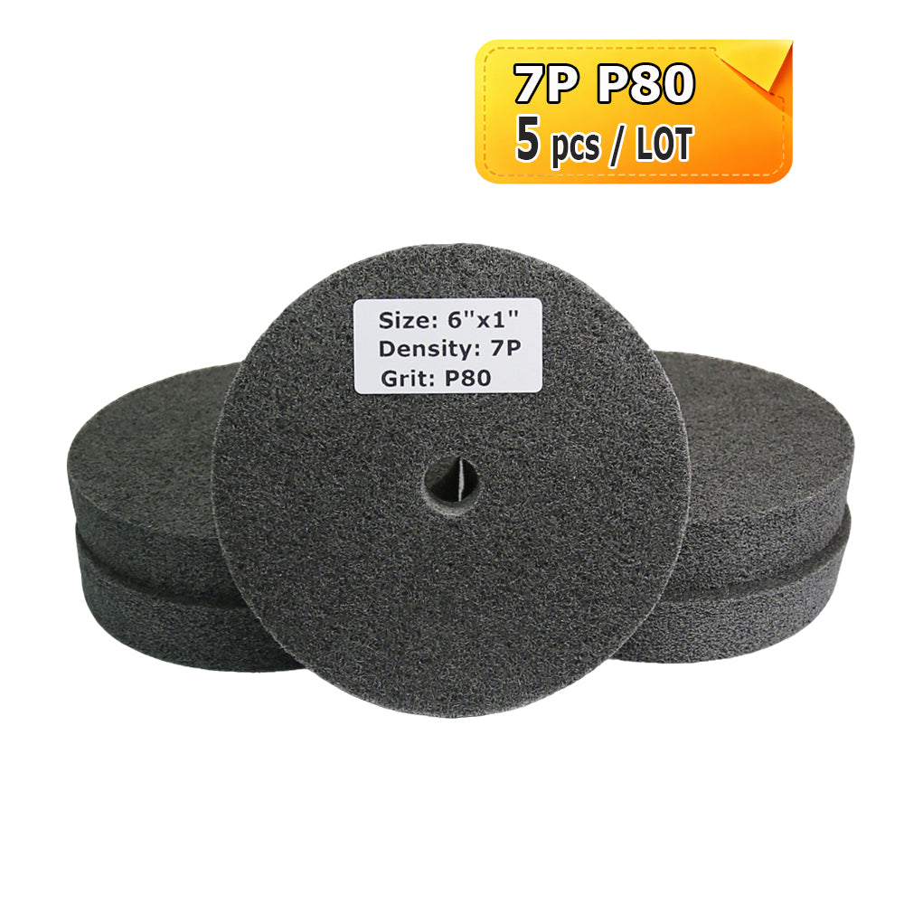 6"x1" Unitized Nylon Fiber Polishing Wheel 3P/5P/7P/9P/12P for Stainless Steel Aluminum Metal Heavy-Duty Deburring Surface Prep