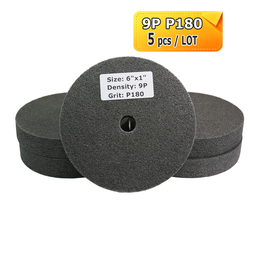 6"x1" Unitized Nylon Fiber Polishing Wheel 3P/5P/7P/9P/12P for Stainless Steel Aluminum Metal Heavy-Duty Deburring Surface Prep