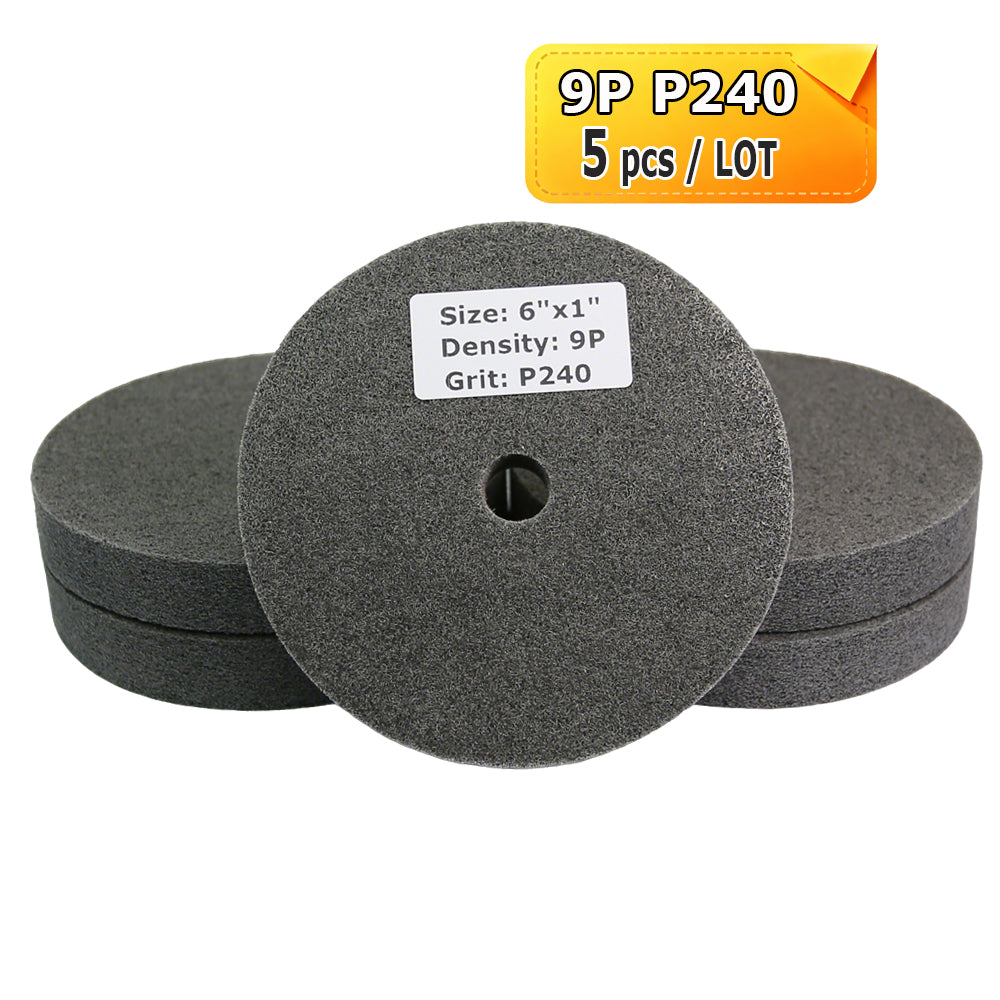 6"x1" Unitized Nylon Fiber Polishing Wheel 3P/5P/7P/9P/12P for Stainless Steel Aluminum Metal Heavy-Duty Deburring Surface Prep