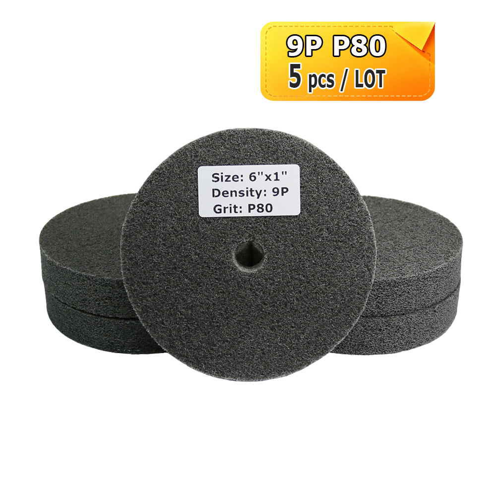 6"x1" Unitized Nylon Fiber Polishing Wheel 3P/5P/7P/9P/12P for Stainless Steel Aluminum Metal Heavy-Duty Deburring Surface Prep