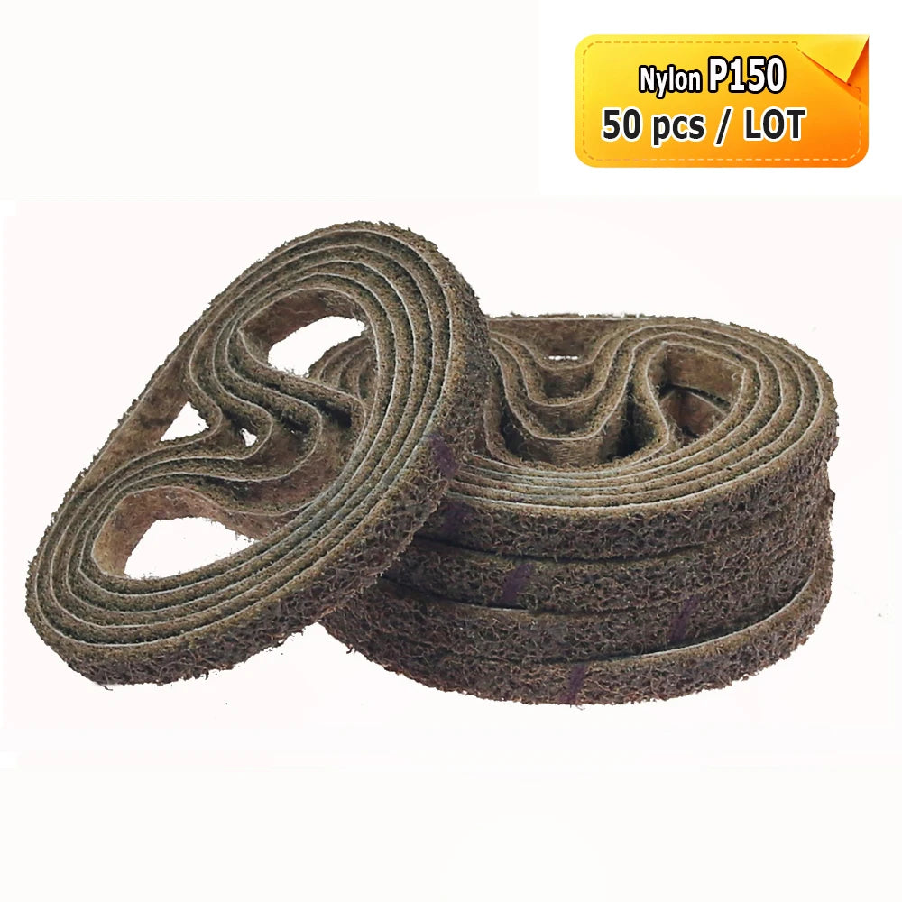 330x10mm Sanding Bands Belts Mini Portable Belt Sander Grinder Accessories AO ZA Non-woven Nylon for Metal Wood Polishing