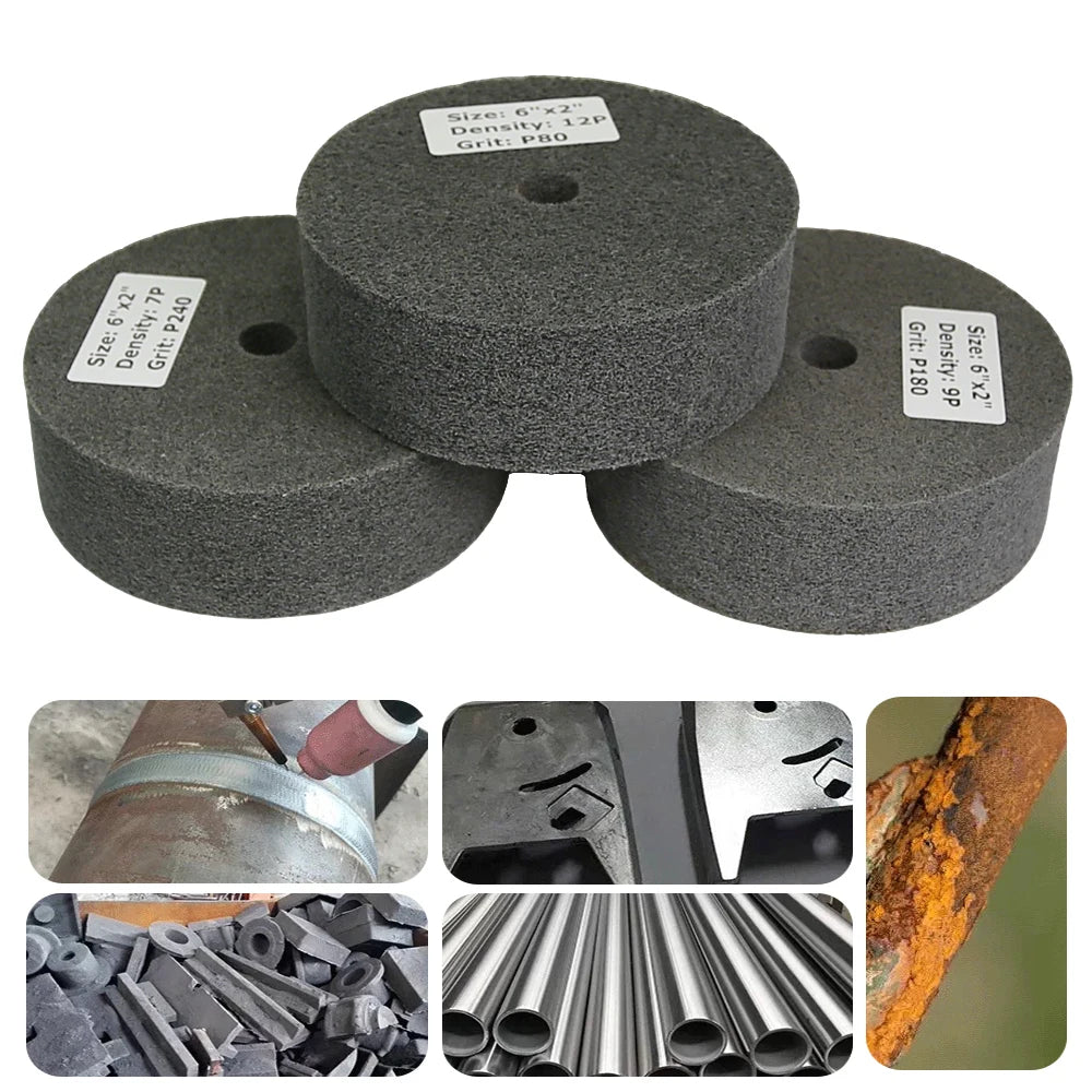 6 Inch Nylon Polishing Wheel 150x50mm Non-Woven Abrasive Buffing Pad for Metal Stainless Steel Aluminum Surface Finishing