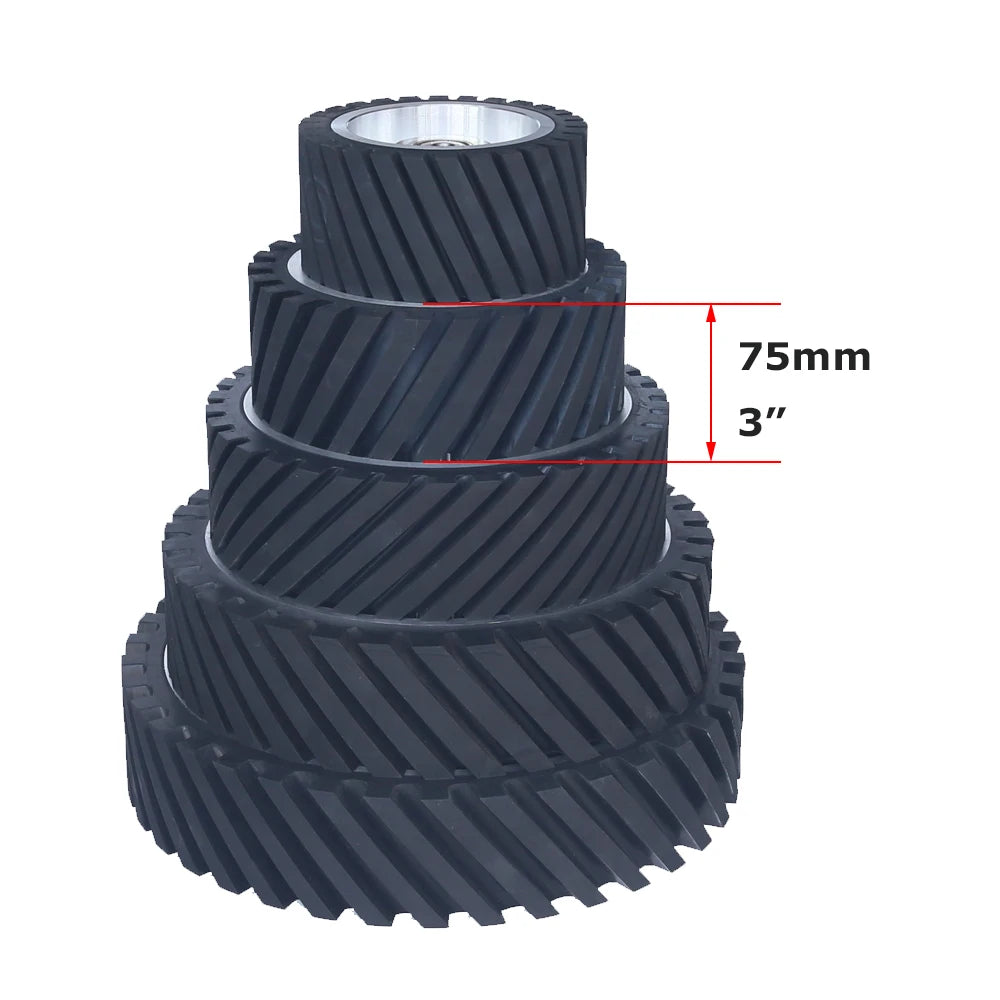 75mm 3in. Width Rubber Idler Wheel Belt Grinder Contact Wheel Drive Pulley Roller 350-150mm