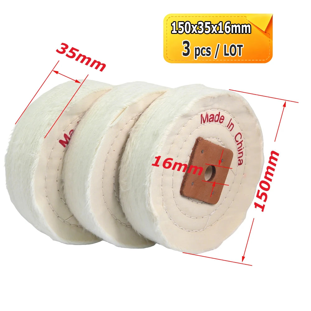 6"/8" Extra Thick Cotton Buffing Polishing Wheel Thickened 25-50mm Heavy Duty Metal Mirror Finish Wheel 150mm 200mm