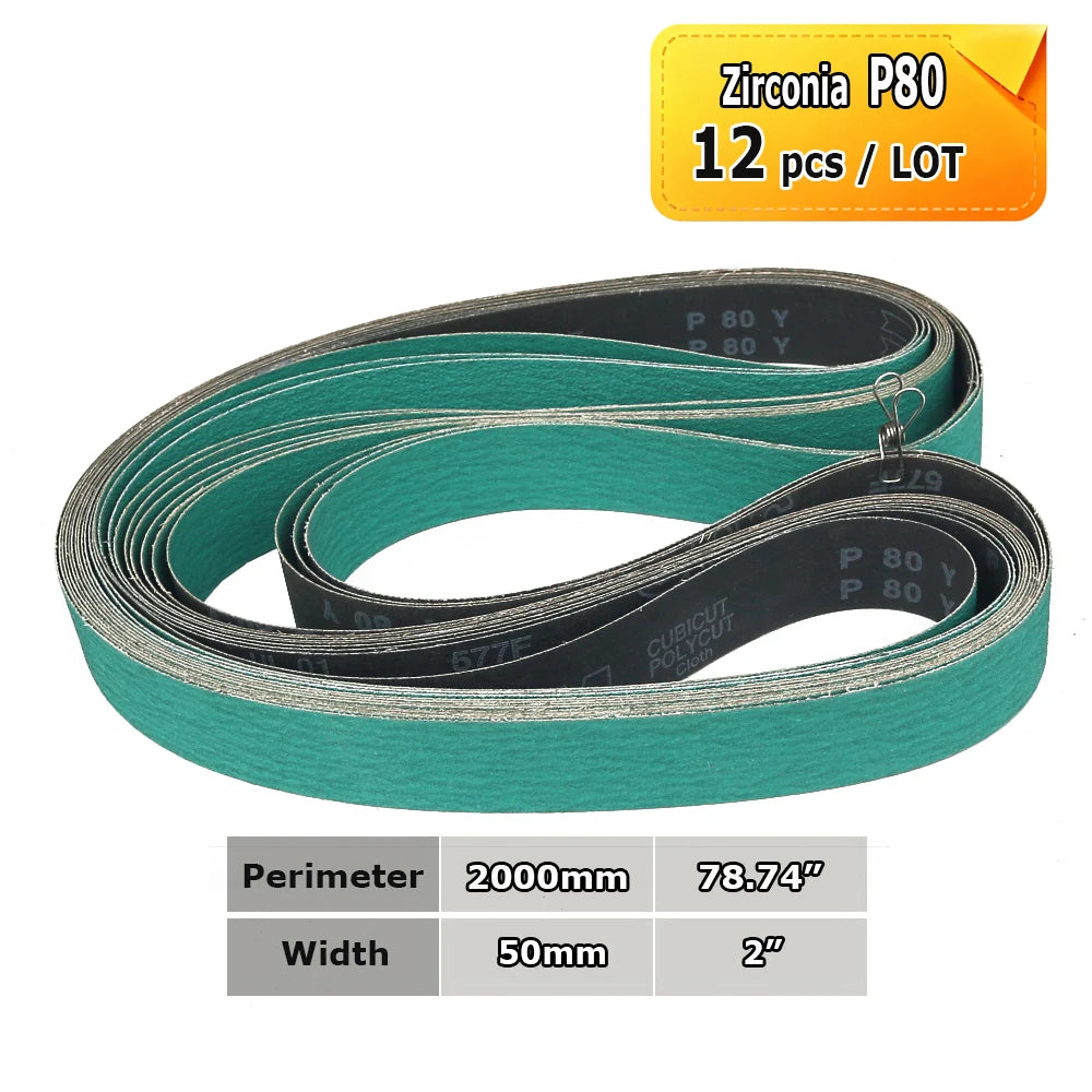 Sanding Belts 50x2000mm Knife Making Abrasive Bands Ceramic Zirconia Aluminum Oxide P36-P1500