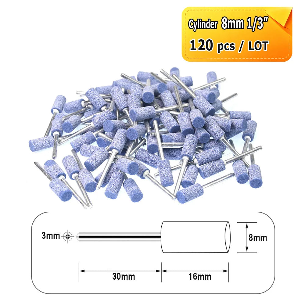 Dia. 4mm-12mm Blue Corundum Grinding Head 3mm Shank Mounted Polishing Points for Steel Molds Rust Removal Repairing