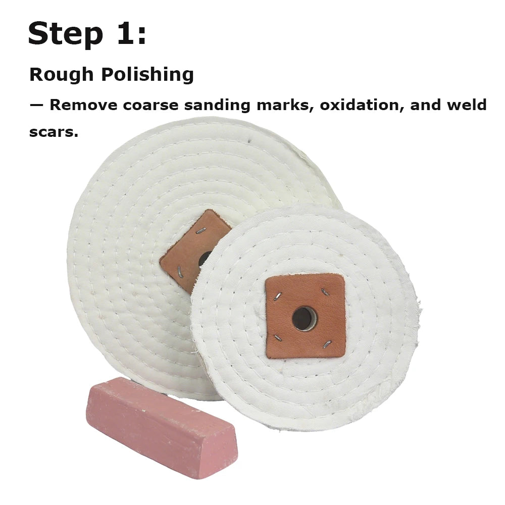 3 pieces Polishing Buffing Wheel Set - Stitched Wheel / Loose Cotton Wheel / Wool Felt Wheel / Wax Metal Mirror Finish Tool