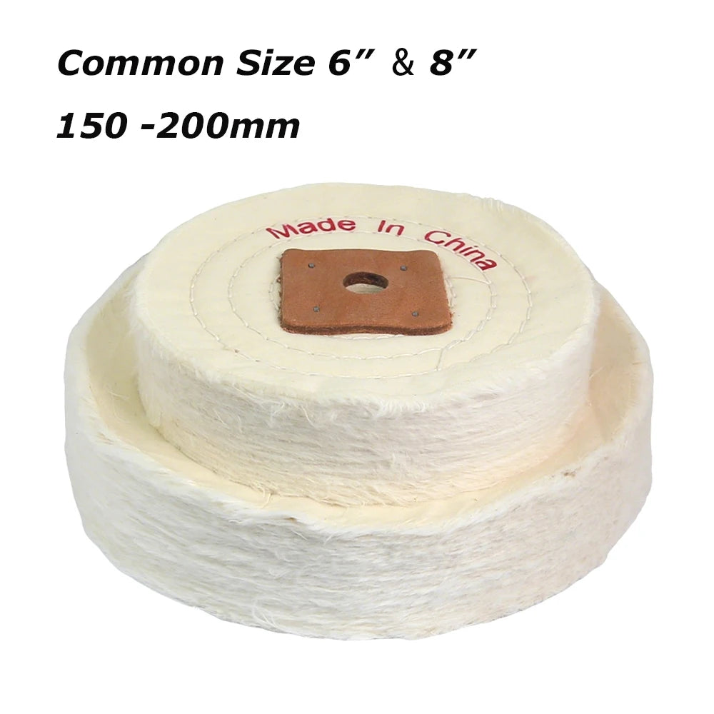 6"/8" Extra Thick Cotton Buffing Polishing Wheel Thickened 25-50mm Heavy Duty Metal Mirror Finish Wheel 150mm 200mm
