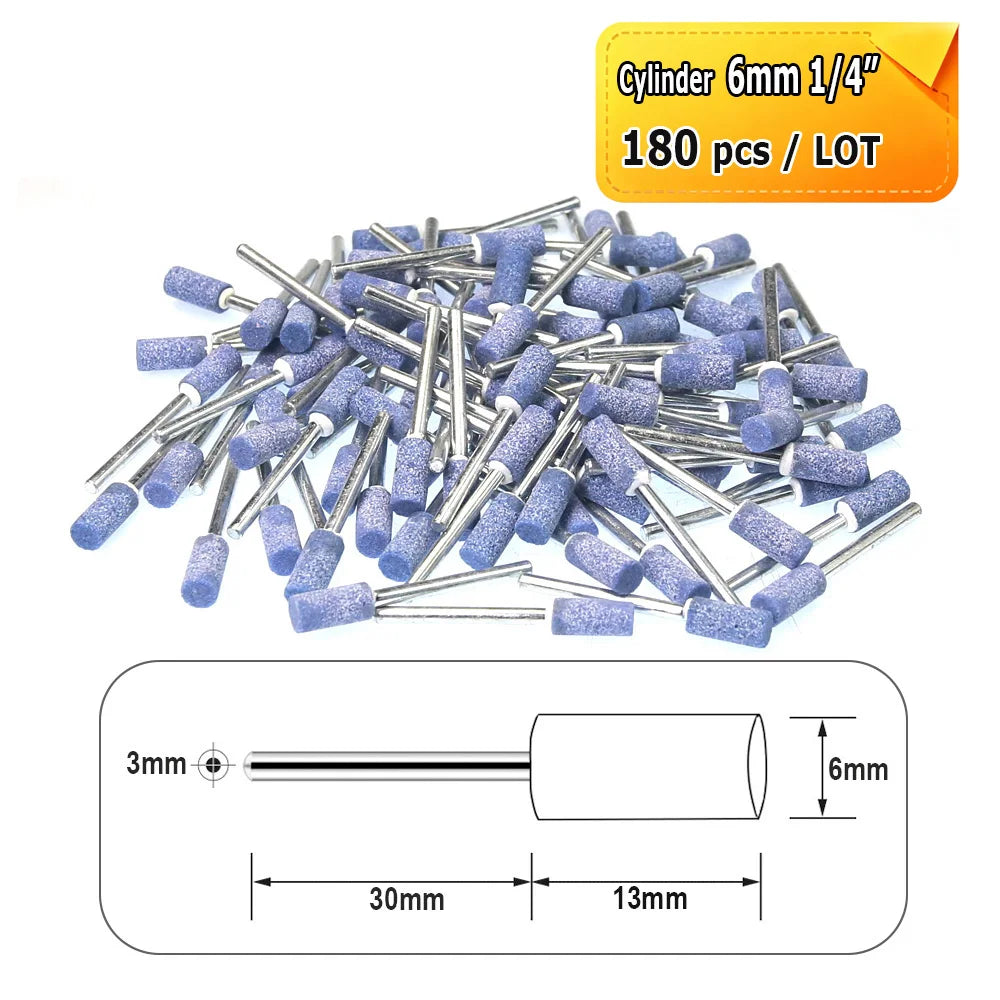 Dia. 4mm-12mm Blue Corundum Grinding Head 3mm Shank Mounted Polishing Points for Steel Molds Rust Removal Repairing