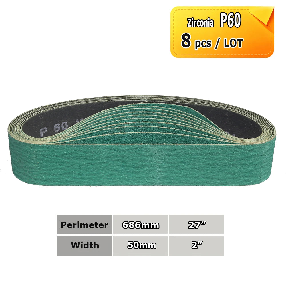Sanding Belts 50x686mm 2"x27" Zirconia Ceramic AO Abrasive Bands P36-P1500 for Knife Stainless Grinding Woodworking Polishing