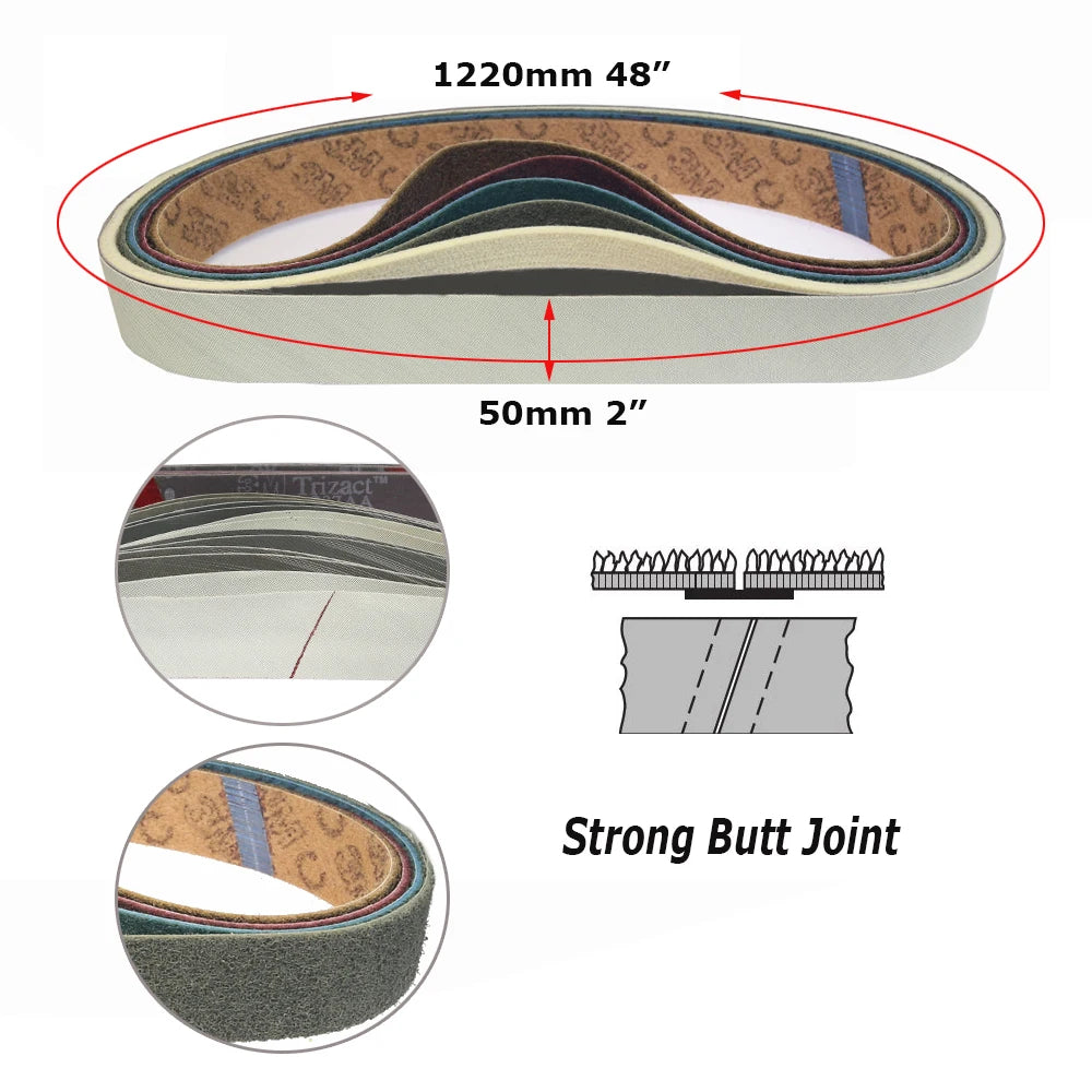 2x48" Grinder Polishing Belts 1220x50mm Sanding Bands, Non-woven Nylon Fiber, Wool Felt, 305EA A3 A5, 237AA A6 A16 A30 A65