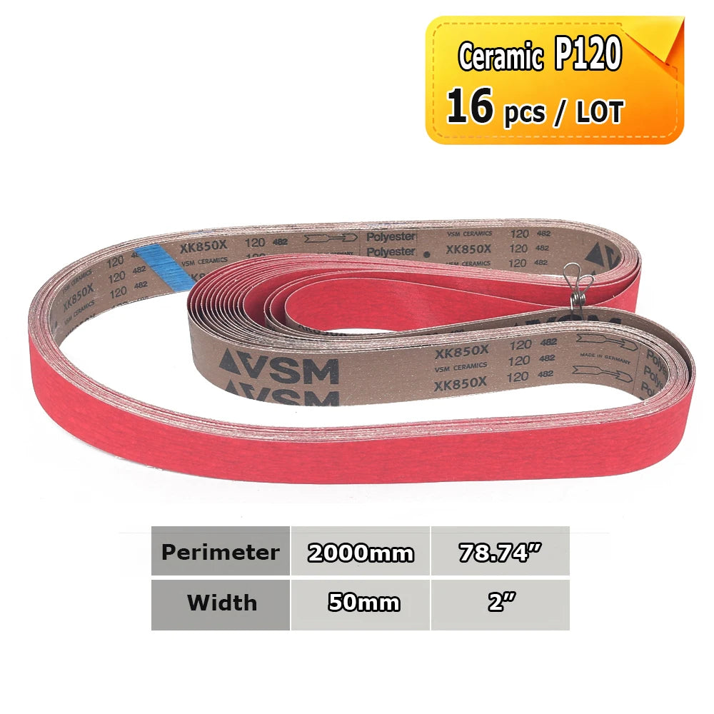 Sanding Belts 50x2000mm Knife Making Abrasive Bands Ceramic Zirconia Aluminum Oxide P36-P1500