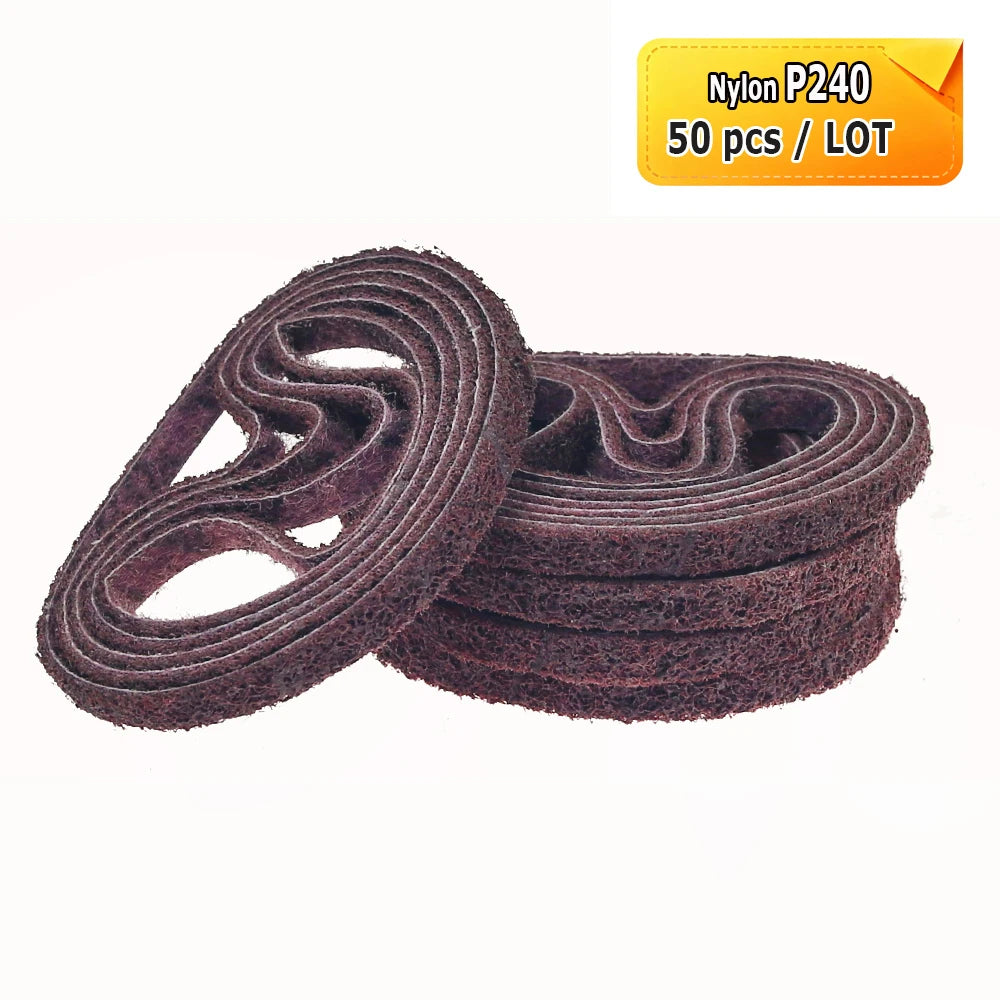 330x10mm Sanding Bands Belts Mini Portable Belt Sander Grinder Accessories AO ZA Non-woven Nylon for Metal Wood Polishing