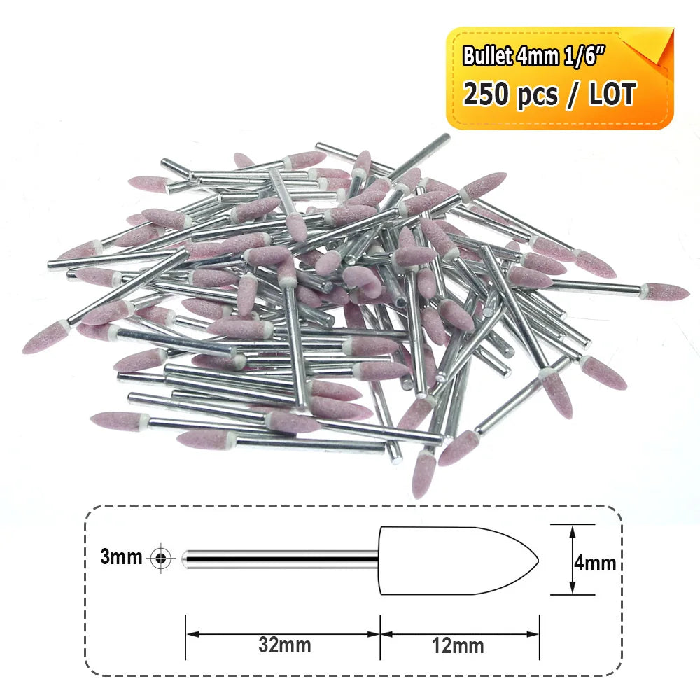 Dia. 4mm-12mm Red Corundum Grinding Stone Heads 3mm Shank Mounted Abrasive Wheel Metal Deburring Mould Polishing Dressing