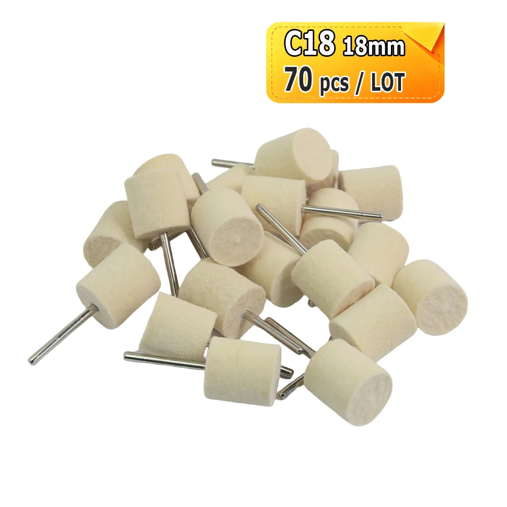 Dia. 12-20mm Felt Bobs 3mm shank Mounted Polishing Grinding Heads for Mold Jewelry Handicrafts Mirror Finish