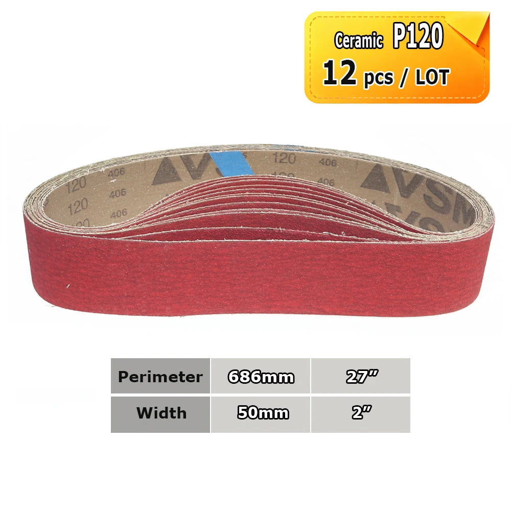 Sanding Belts 50x686mm 2"x27" Zirconia Ceramic AO Abrasive Bands P36-P1500 for Knife Stainless Grinding Woodworking Polishing