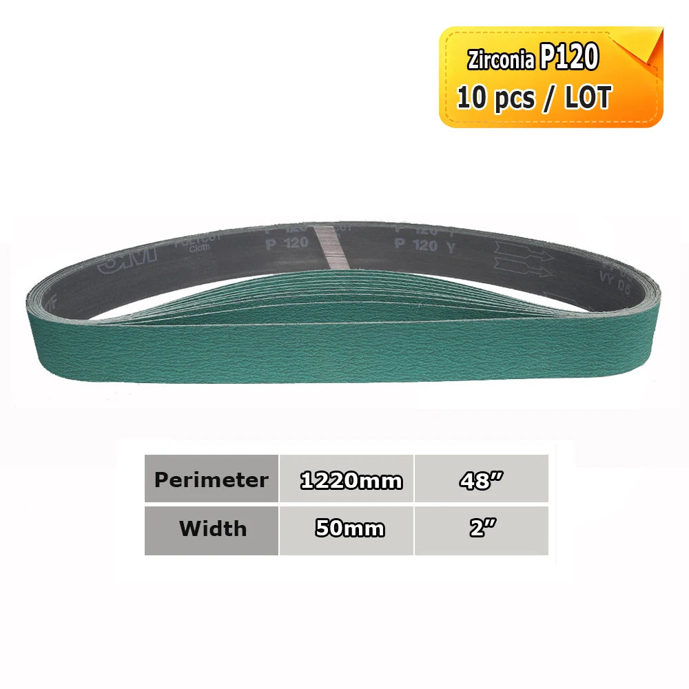 1220x50mm Abrasive Sanding Belts 2x48", Ceramic, Zirconia, Aluminum Oxide for Metal Wood Grinding Polishing