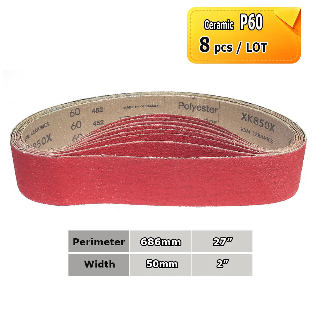 Sanding Belts 50x686mm 2"x27" Zirconia Ceramic AO Abrasive Bands P36-P1500 for Knife Stainless Grinding Woodworking Polishing