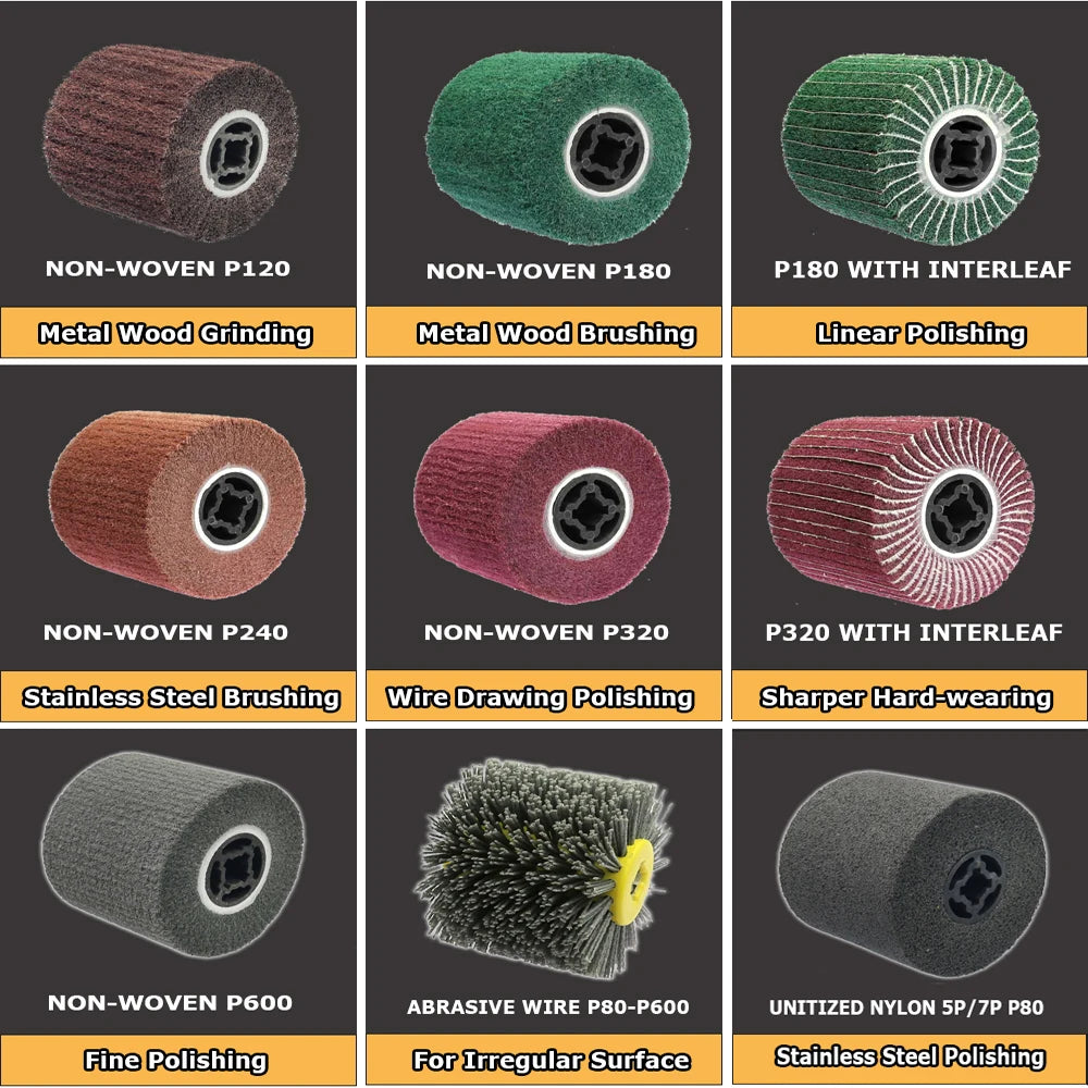 120x100x19mm Drum Polishing Wheel Stainless Steel Wire drawing Brush - Non-woven, Poly Strip, Felt, Cotton, Steel Wire,Hemp
