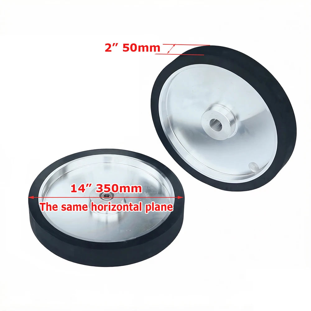 14"x2" Solid Rubber Contact Wheel 90A 70A 55A 350x50mm Belt Grinder Sander Tracking Idler wheel