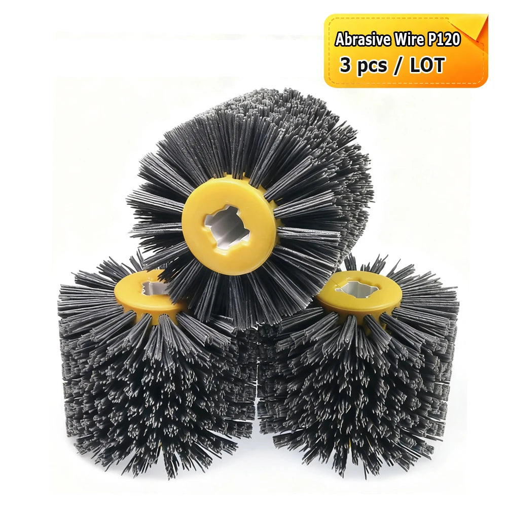 120x100x19mm Woodworking Drum Grinding Polishing Waxing Wheels - Abrasive Wire, Sand cloth Strips, Steel Wire, Horsehair, Sisal