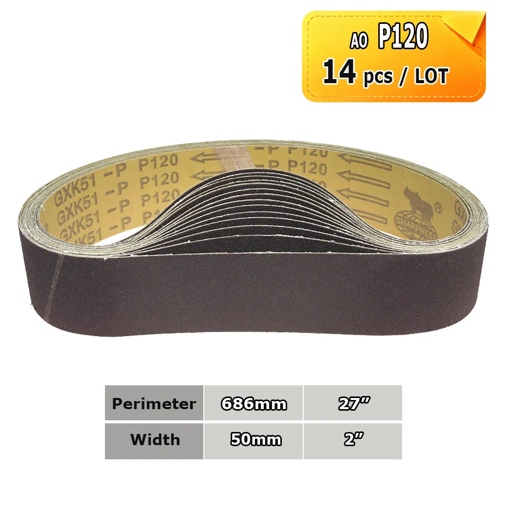 Sanding Belts 50x686mm 2"x27" Zirconia Ceramic AO Abrasive Bands P36-P1500 for Knife Stainless Grinding Woodworking Polishing