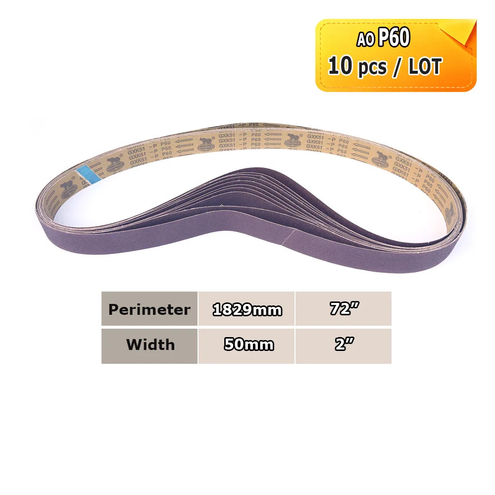 1829x50mm Sanding Bands 2x72 Knife Grinder Accessories, Ceramic, Zirconia, Aluminum Oxide for Metal Wood Grinding Polishing
