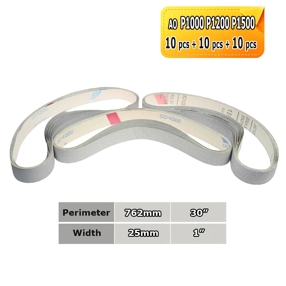 762x25mm Abrasive Sanding Belts 1x30 inch Belt Sander Bands Ceramic P36 - AO P1500, A3 - A65, Zirconia, Non-woven, Felt