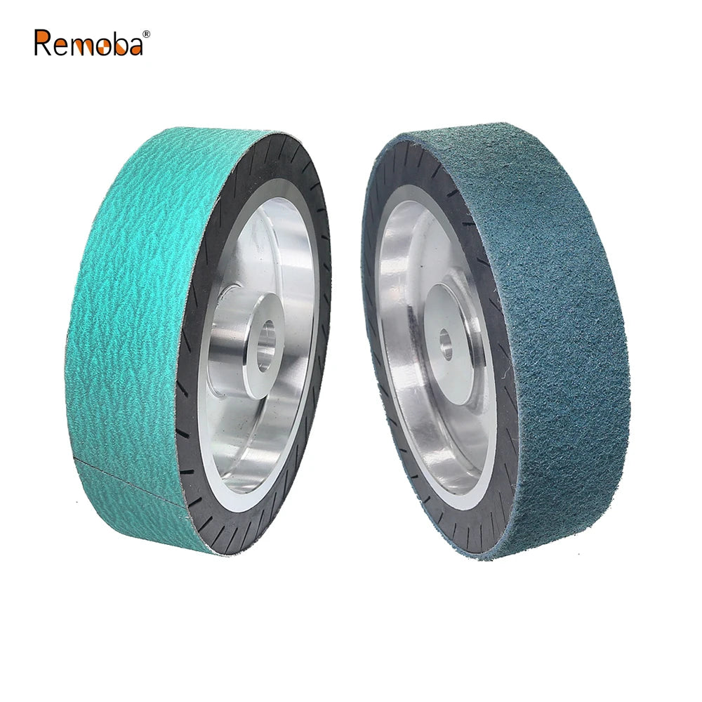 200x50mm 8” Rubber Expander Polishing Wheel with 630x50mm Sanding Sleeves Zirconia Nylon Fiber for Metal Grinding Wire Drawing