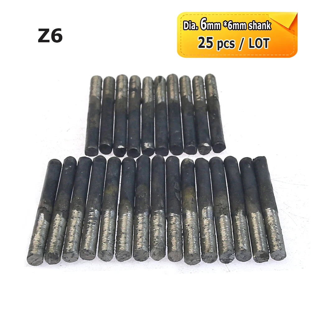 Sintered Diamond Grinding Heads 6mm Shank Mounted Bits for Stone Lettering Engraving Carving Cutting Polishing