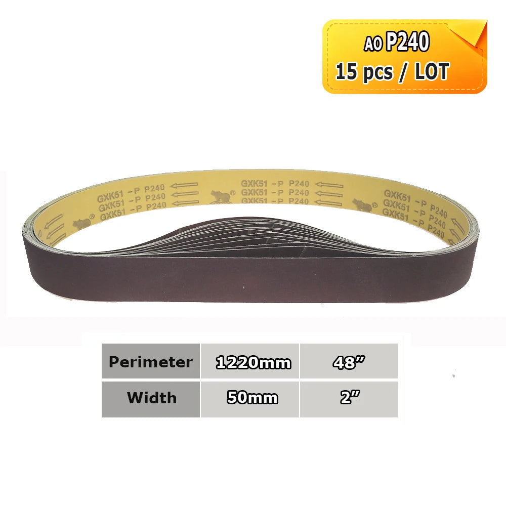 1220x50mm Abrasive Sanding Belts 2x48", Ceramic, Zirconia, Aluminum Oxide for Metal Wood Grinding Polishing