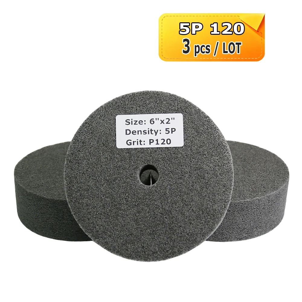 6 Inch Nylon Polishing Wheel 150x50mm Non-Woven Abrasive Buffing Pad for Metal Stainless Steel Aluminum Surface Finishing