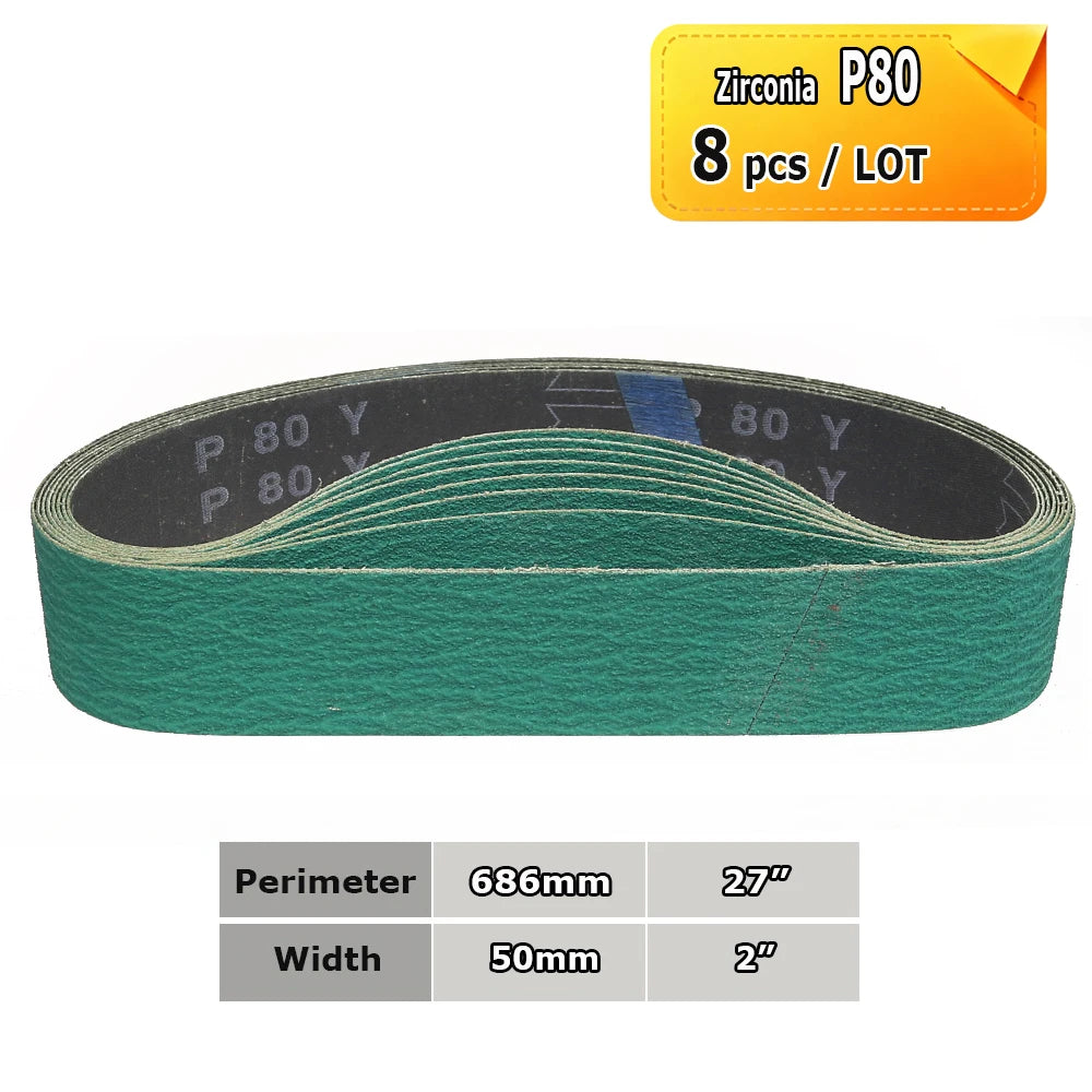 Sanding Belts 50x686mm 2"x27" Zirconia Ceramic AO Abrasive Bands P36-P1500 for Knife Stainless Grinding Woodworking Polishing
