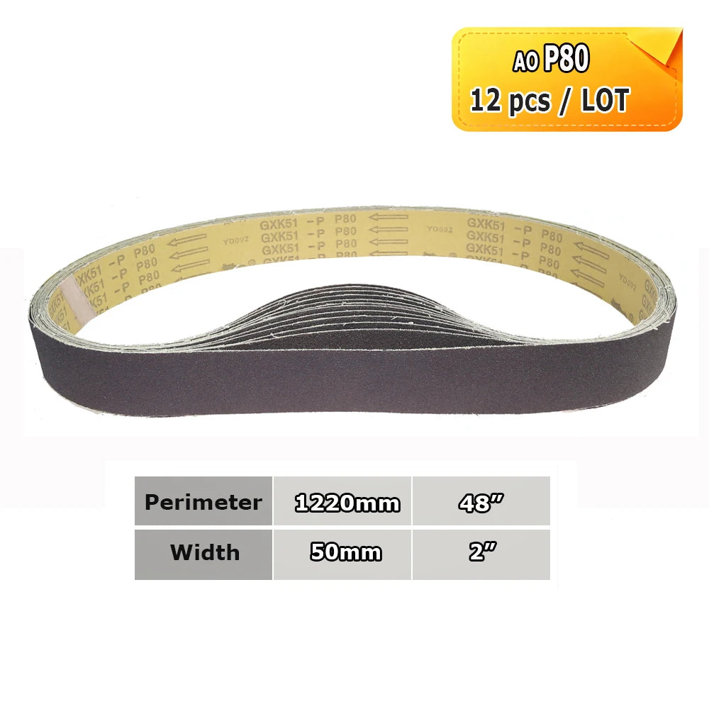 1220x50mm Abrasive Sanding Belts 2x48", Ceramic, Zirconia, Aluminum Oxide for Metal Wood Grinding Polishing