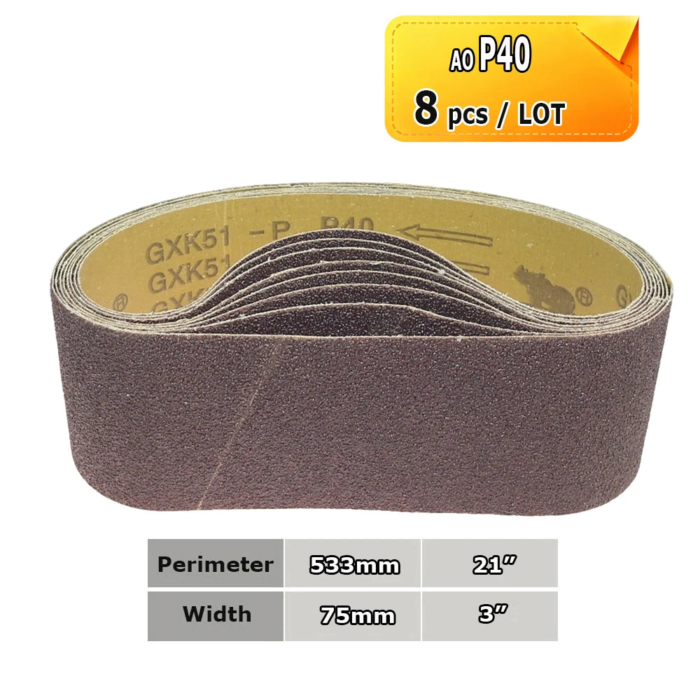 3" x 21" Belt Sander Sanding Bands 533x75mm Abrasive Grinding Belts Ceramic P36 - AO P1500, A3 - A65, Zirconia, Non-woven, Felt