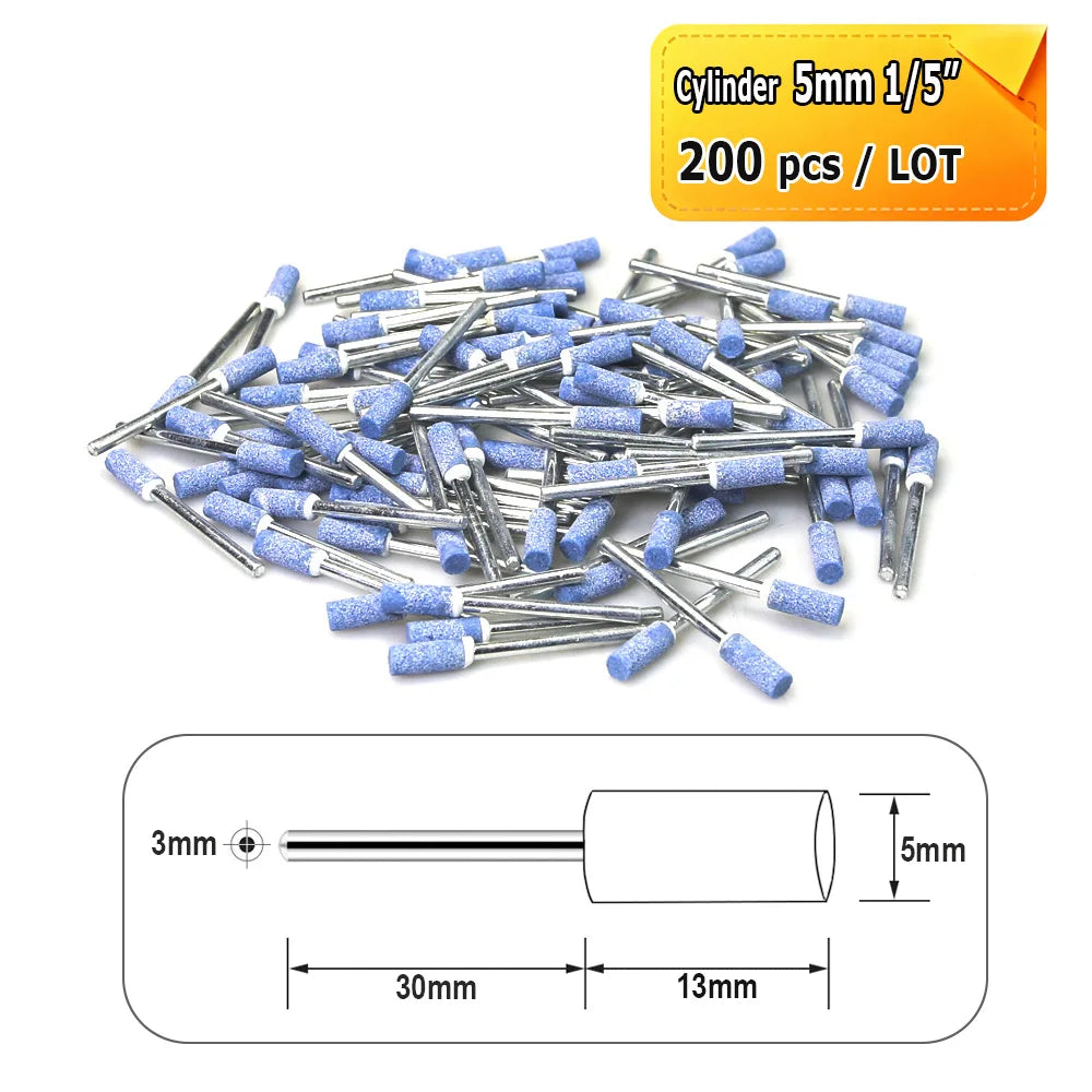 Dia. 4mm-12mm Blue Corundum Grinding Head 3mm Shank Mounted Polishing Points for Steel Molds Rust Removal Repairing