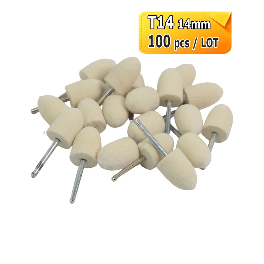 Dia. 12-20mm Felt Bobs 3mm shank Mounted Polishing Grinding Heads for Mold Jewelry Handicrafts Mirror Finish