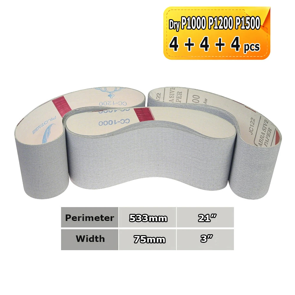 3" x 21" Belt Sander Sanding Bands 533x75mm Abrasive Grinding Belts Ceramic P36 - AO P1500, A3 - A65, Zirconia, Non-woven, Felt