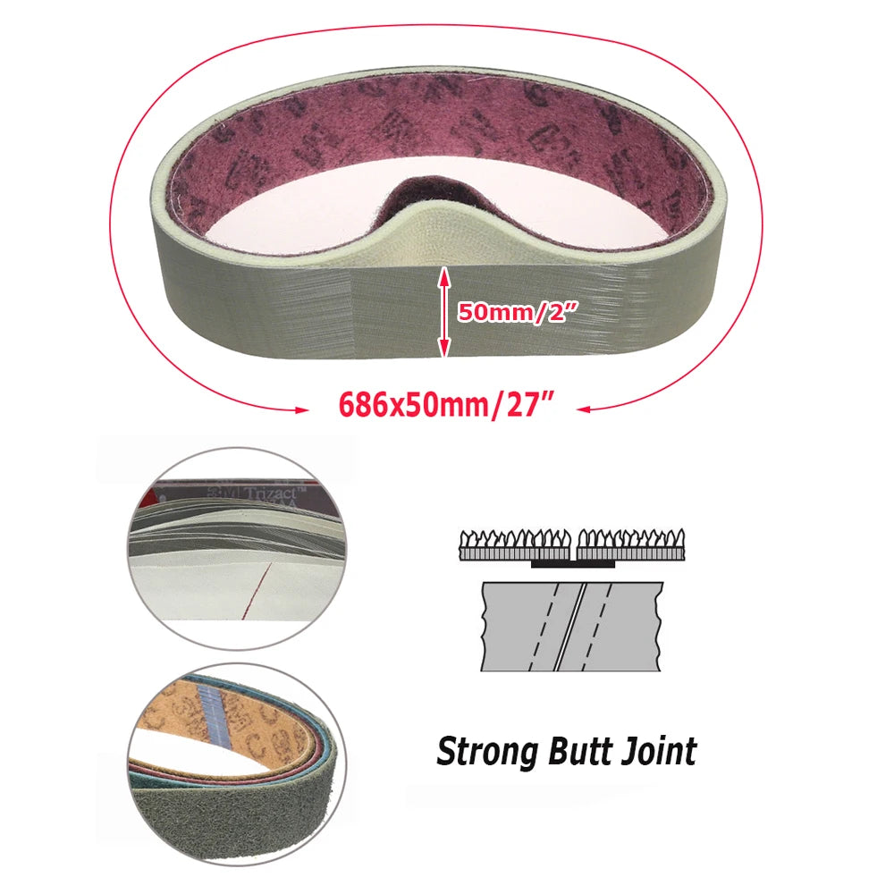 686x50mm Abrasive Polishing Belts 2"x27" Sanding Bands Trizact Non-woven Wool Felt for Precision Fine Mirror Polishing
