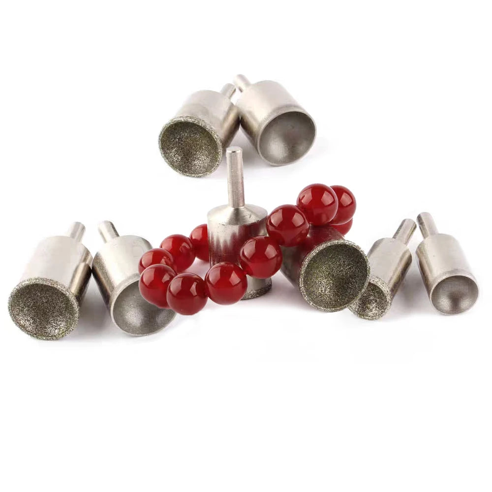Dia. 3-50mm Diamond Grinding Head Concave Wheel for Bead Forming Rounding Finishing 6mm Shank Mounted Point Drill Tools