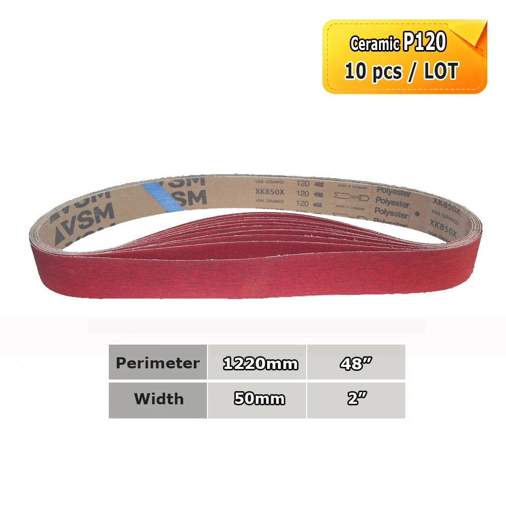 1220x50mm Abrasive Sanding Belts 2x48", Ceramic, Zirconia, Aluminum Oxide for Metal Wood Grinding Polishing