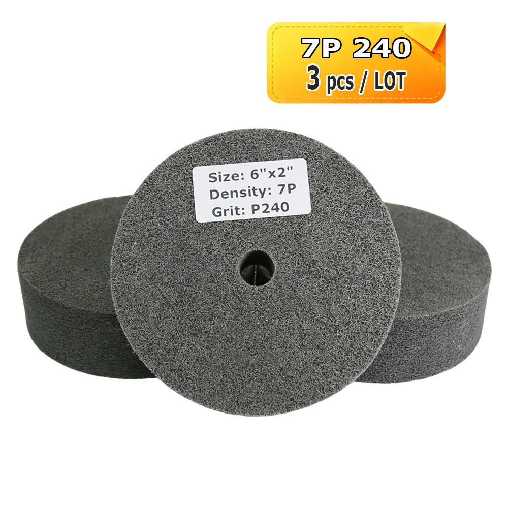 6 Inch Nylon Polishing Wheel 150x50mm Non-Woven Abrasive Buffing Pad for Metal Stainless Steel Aluminum Surface Finishing