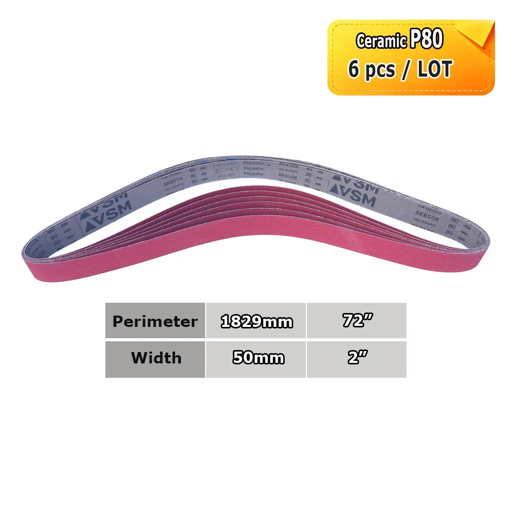 1829x50mm Sanding Bands 2x72 Knife Grinder Accessories, Ceramic, Zirconia, Aluminum Oxide for Metal Wood Grinding Polishing